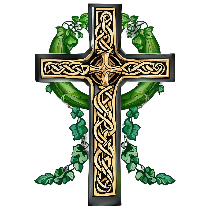 Celtic Cross With Ivy Vines Png Xaq