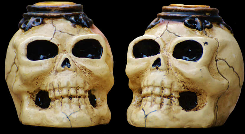 Ceramic Skull Jars Twin Display