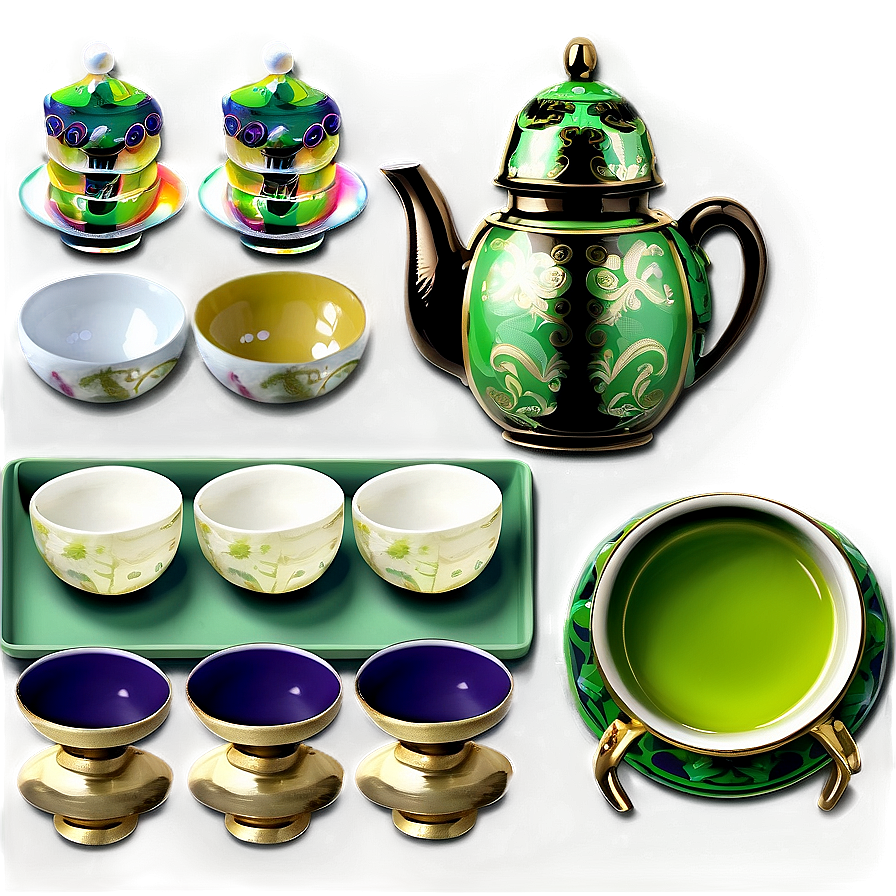 Ceremonial Green Tea Set Png 24