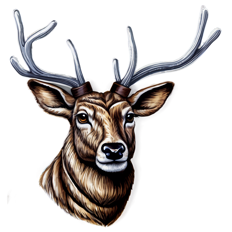 Chalkboard Deer Head Drawing Png Puk