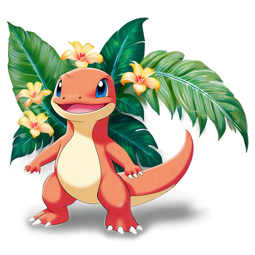 Charmander In Floral Background Png 9