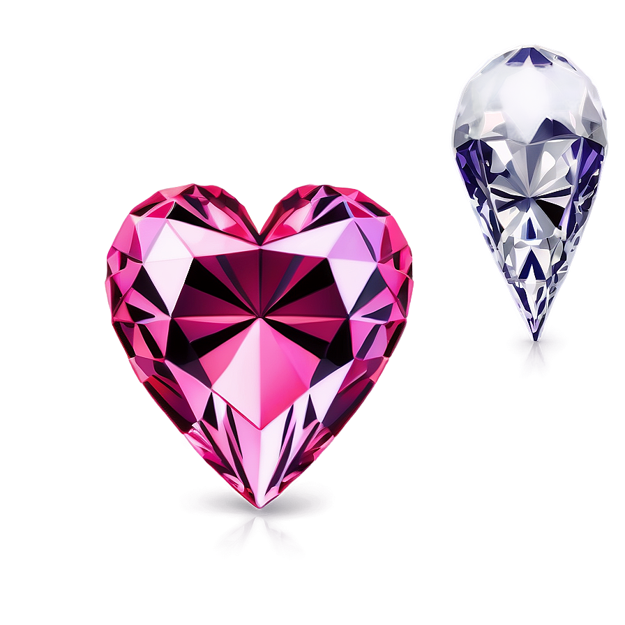 Charming Pink Heart Diamond Vector Png 93