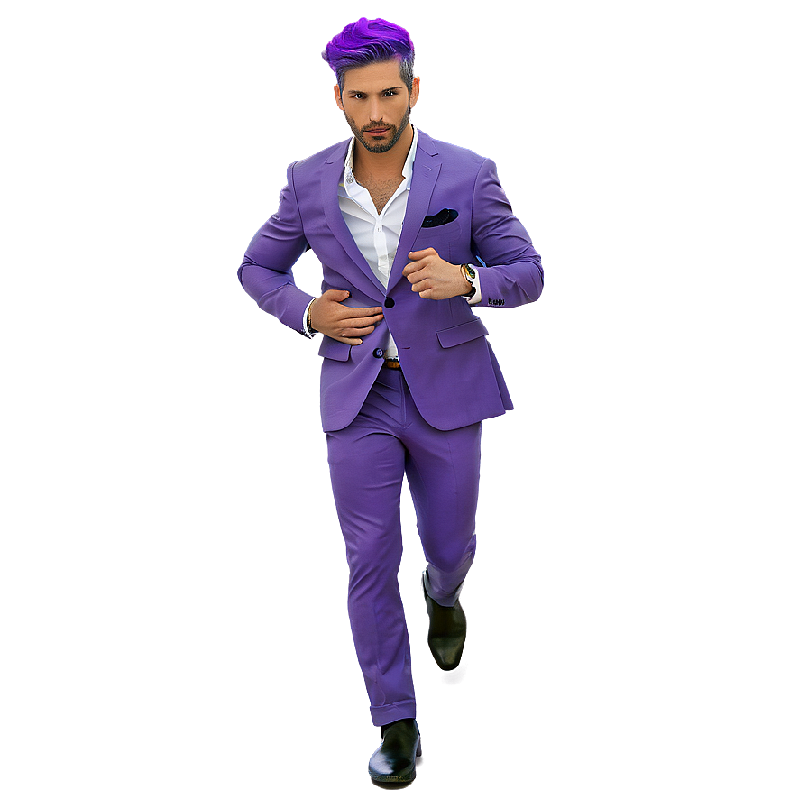 Charming Purple Hair Gentleman Png 86