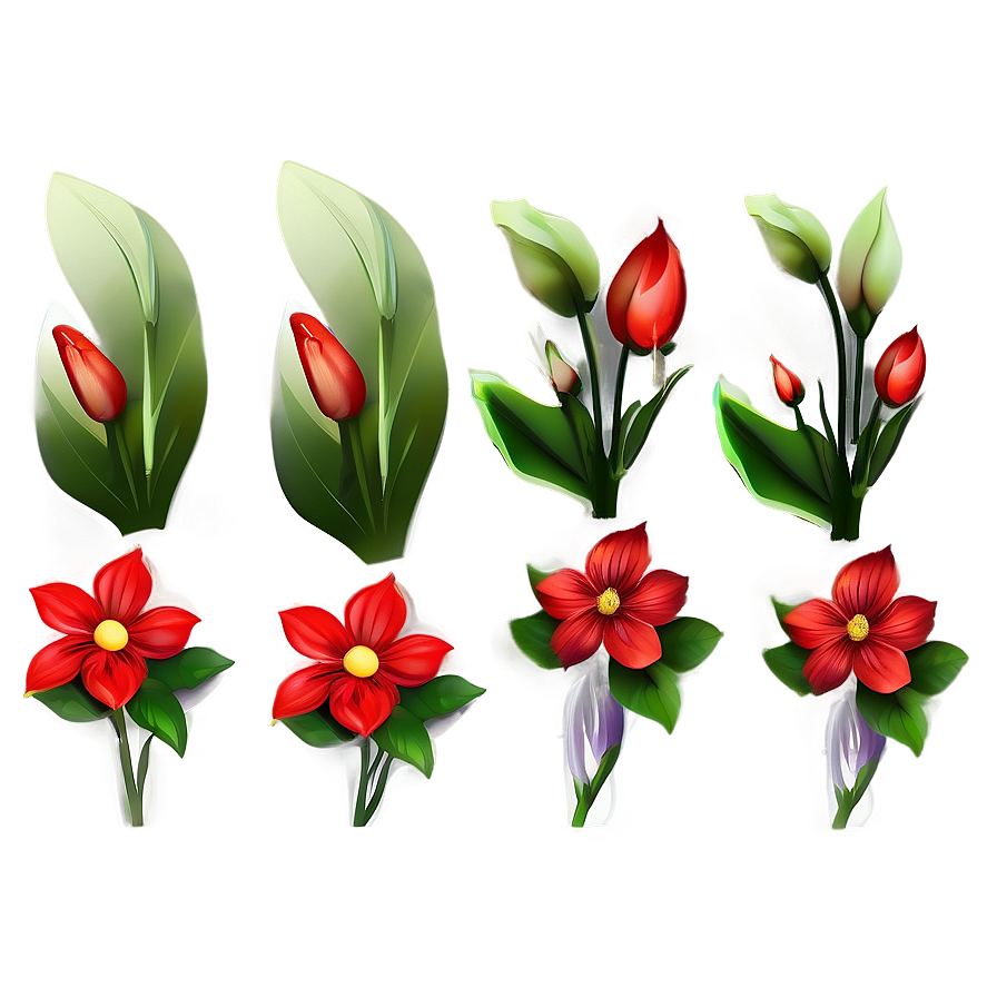 Charming Red Flowers Png Jbn