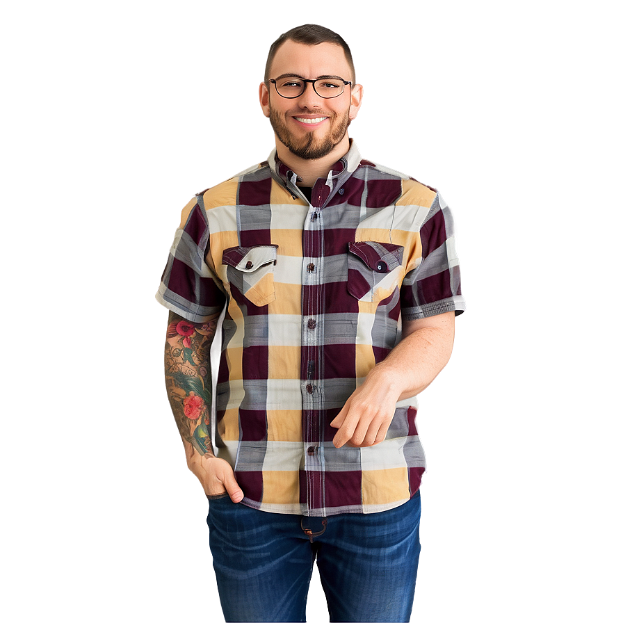 Checked Shirt Pocket Prototype Png 3