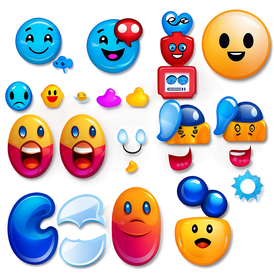 Cheerful Blue Emoji Icons Png 19