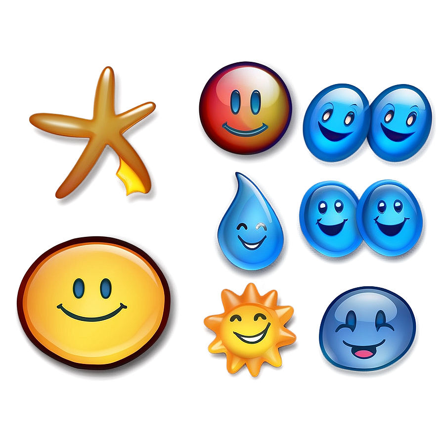 Cheerful Blue Emoji Icons Png Flf46