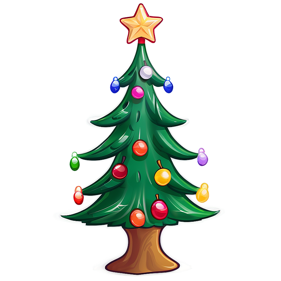 Cheerful Cartoon Christmas Tree Png 27