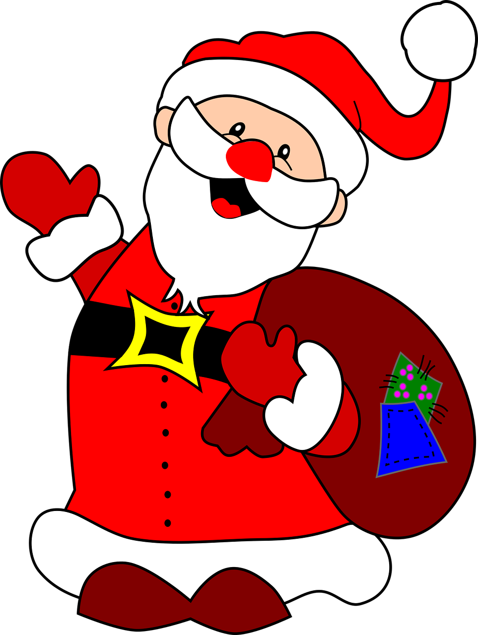 Cheerful Cartoon Santa Claus Waving