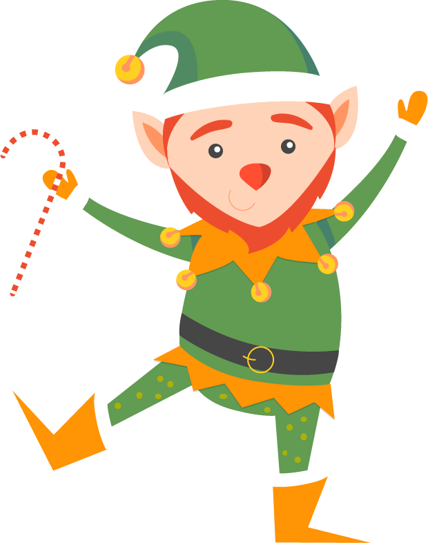 Cheerful Christmas Elf Cartoon