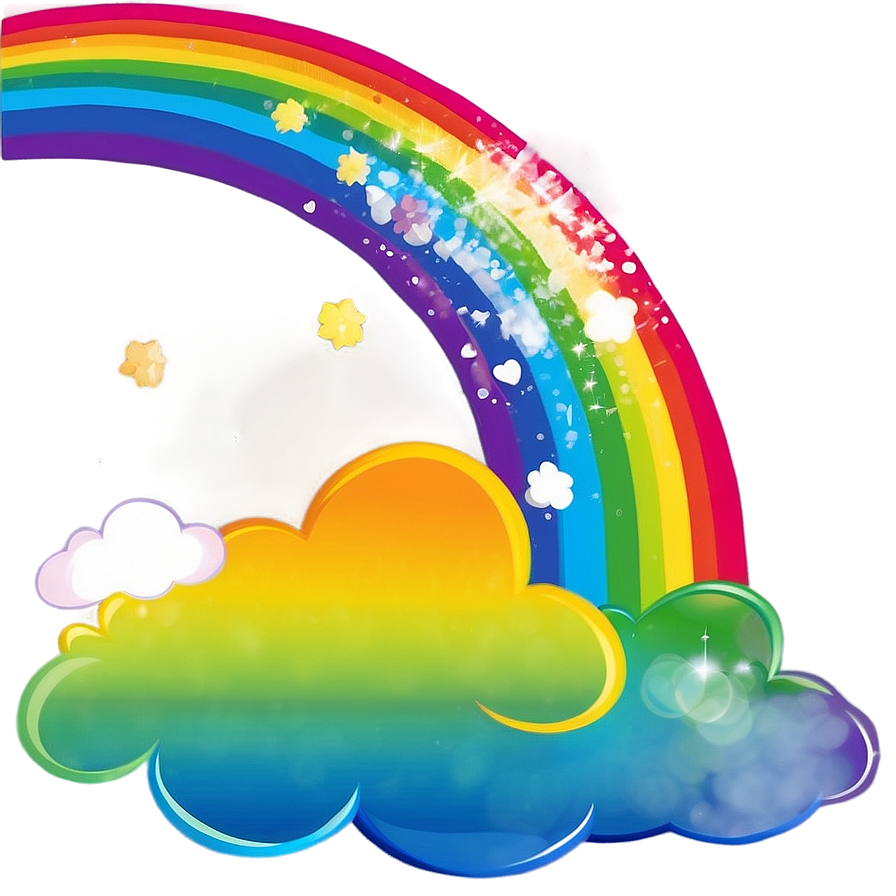 Cheerful Rainbow With Clouds Png 06282024