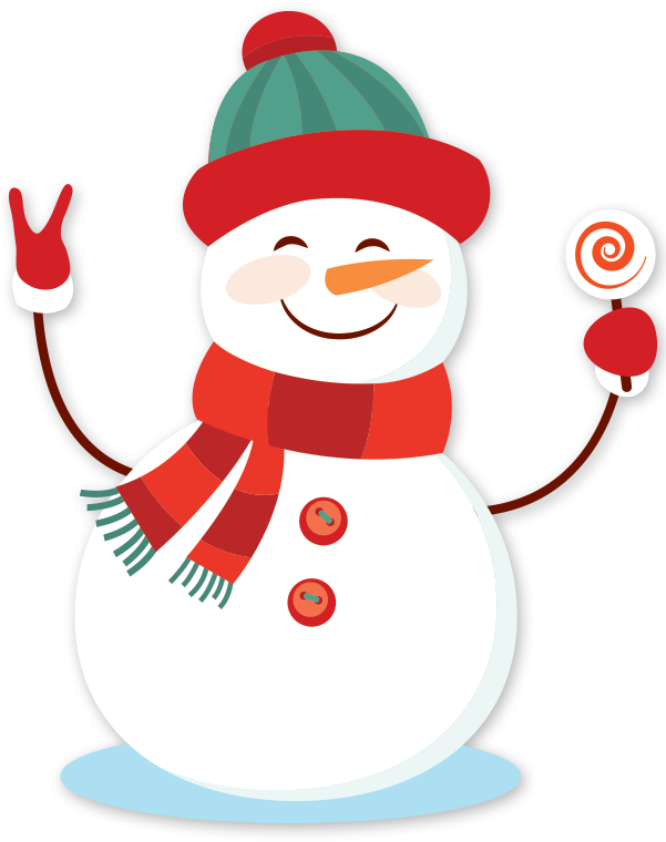 Cheerful Snowman Peace Sign Candy Cane