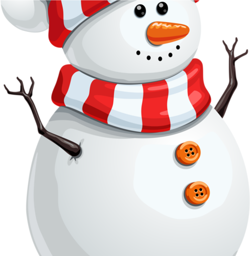 Cheerful Snowman Red Scarf Clipart