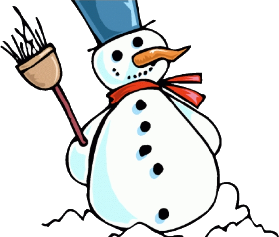 Cheerful Snowman With Broom Clipart