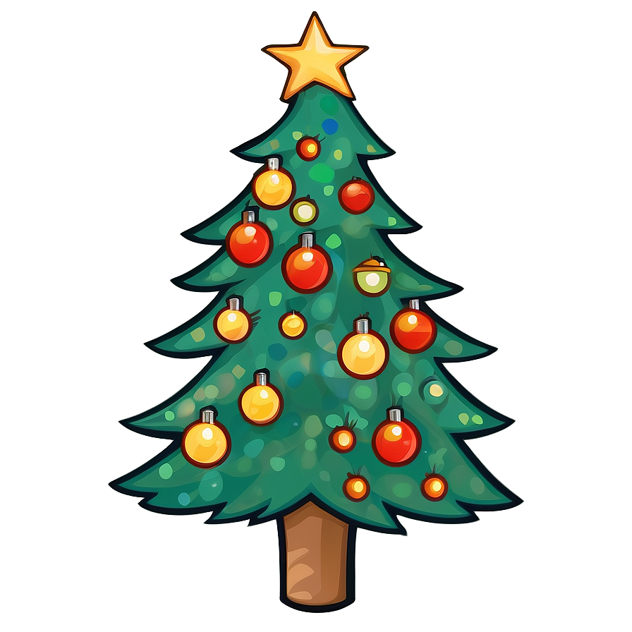 Cheery Christmas Tree Drawing Png 15