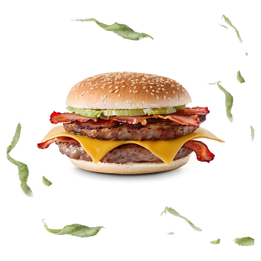 Cheeseburger With Bacon Strips Png Mjg