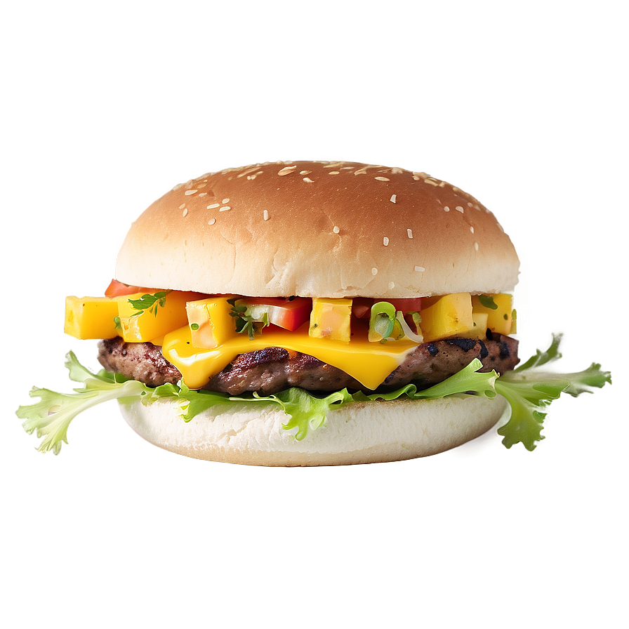 Cheeseburger With Mango Salsa Png Pai