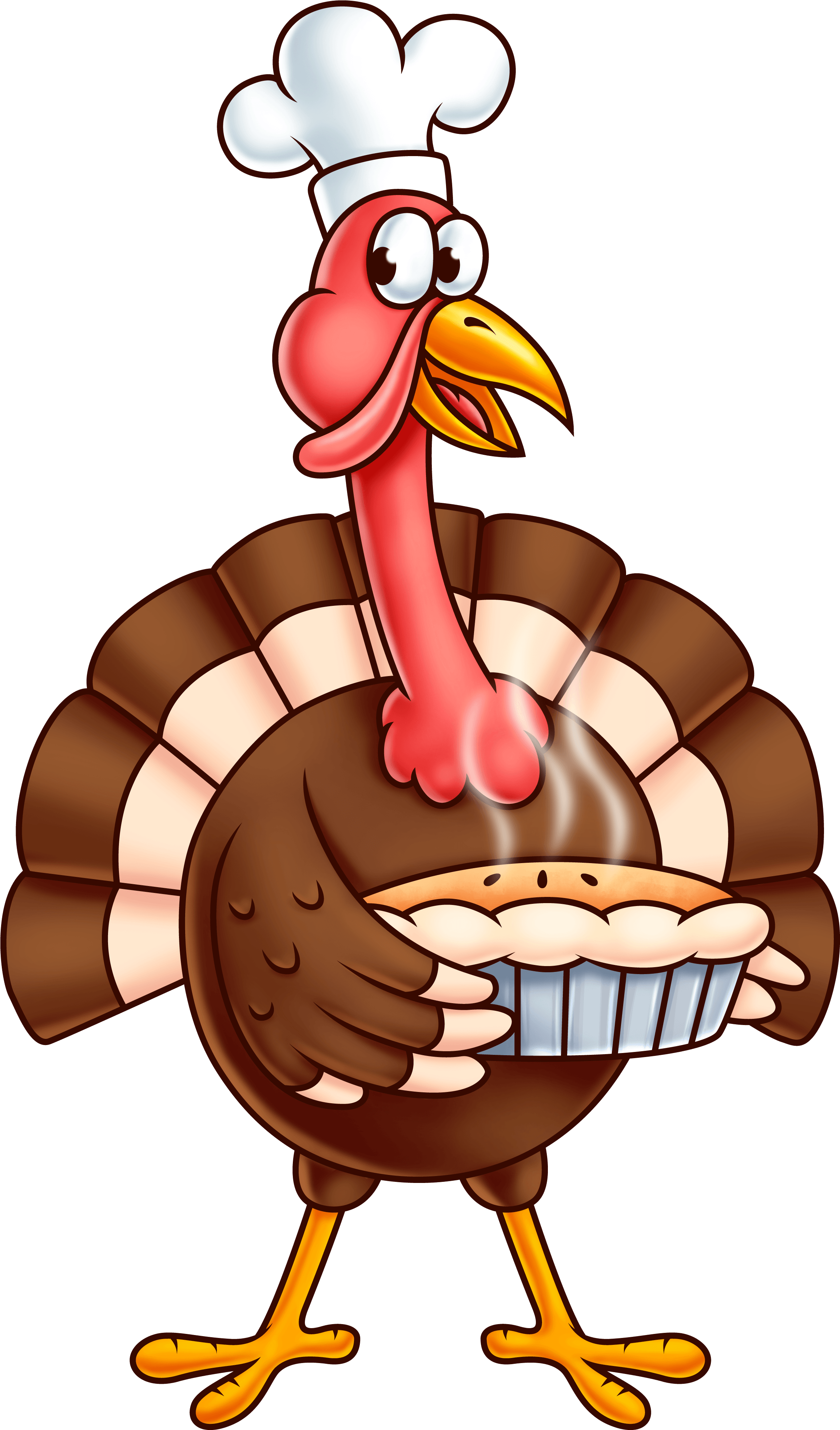 Chef Turkey Holding Pie Clipart