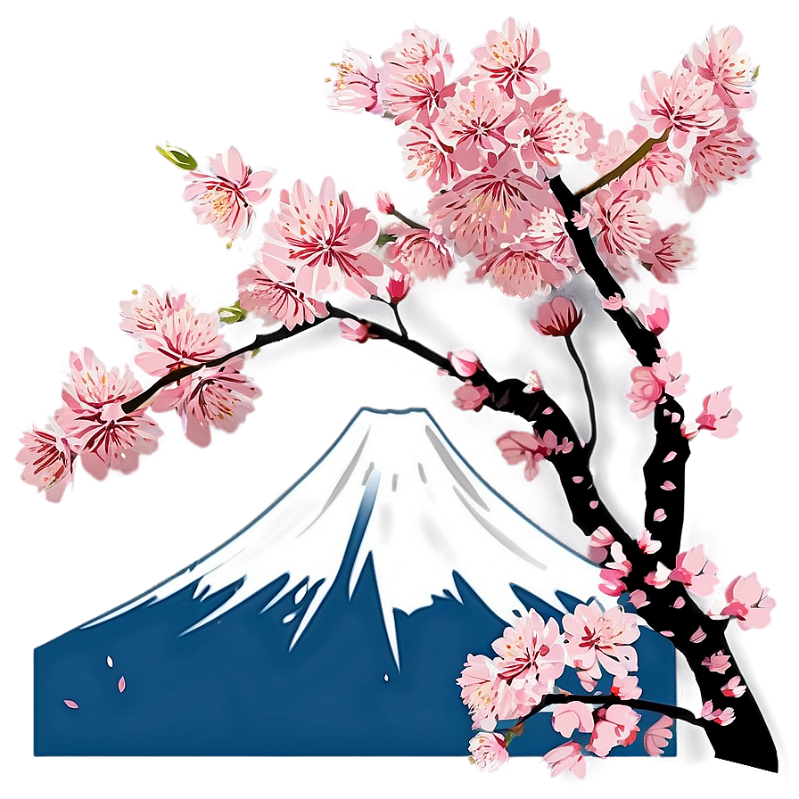 Cherry Blossom And Mountain Fuji Png Fla37