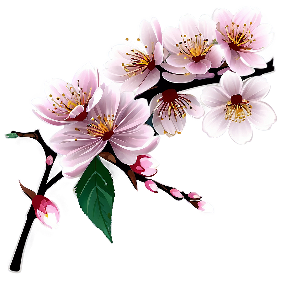 Cherry Blossom Branch Design Png 16