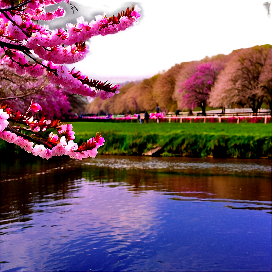 Cherry Blossom By River Photo Png Irq61