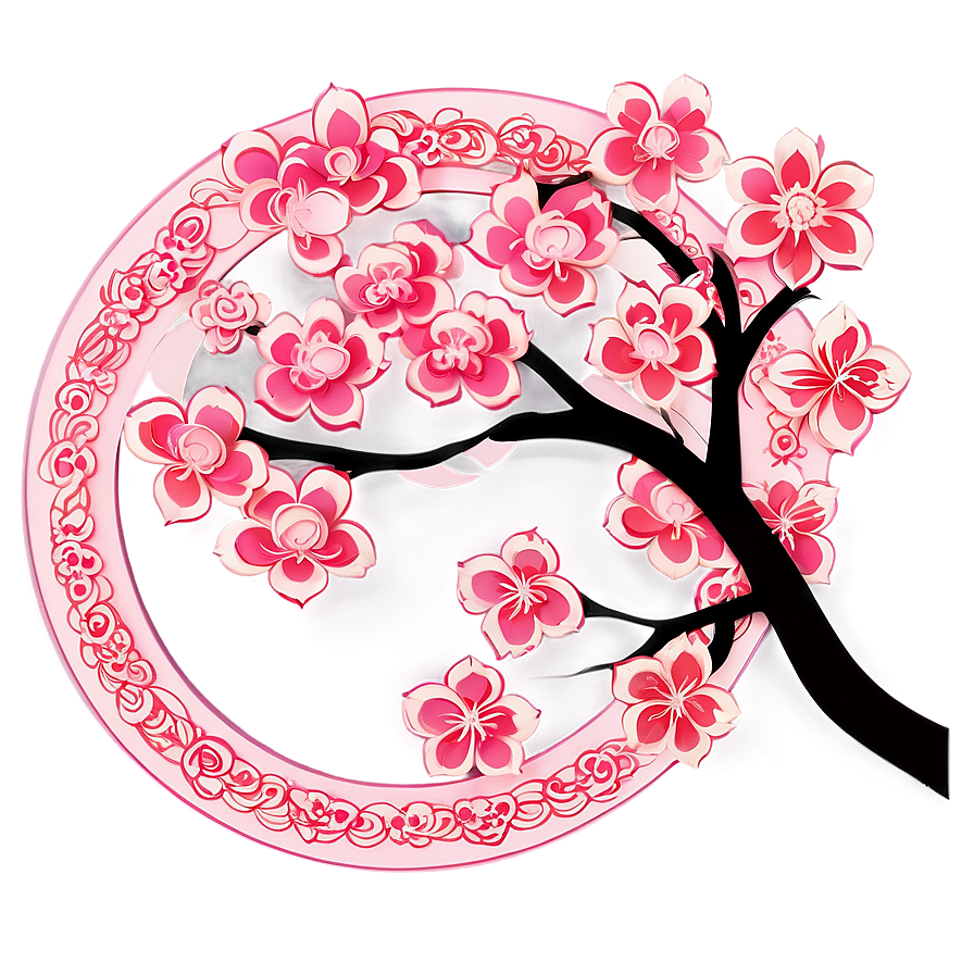 Cherry Blossom Paper Cut Style Png Vop88