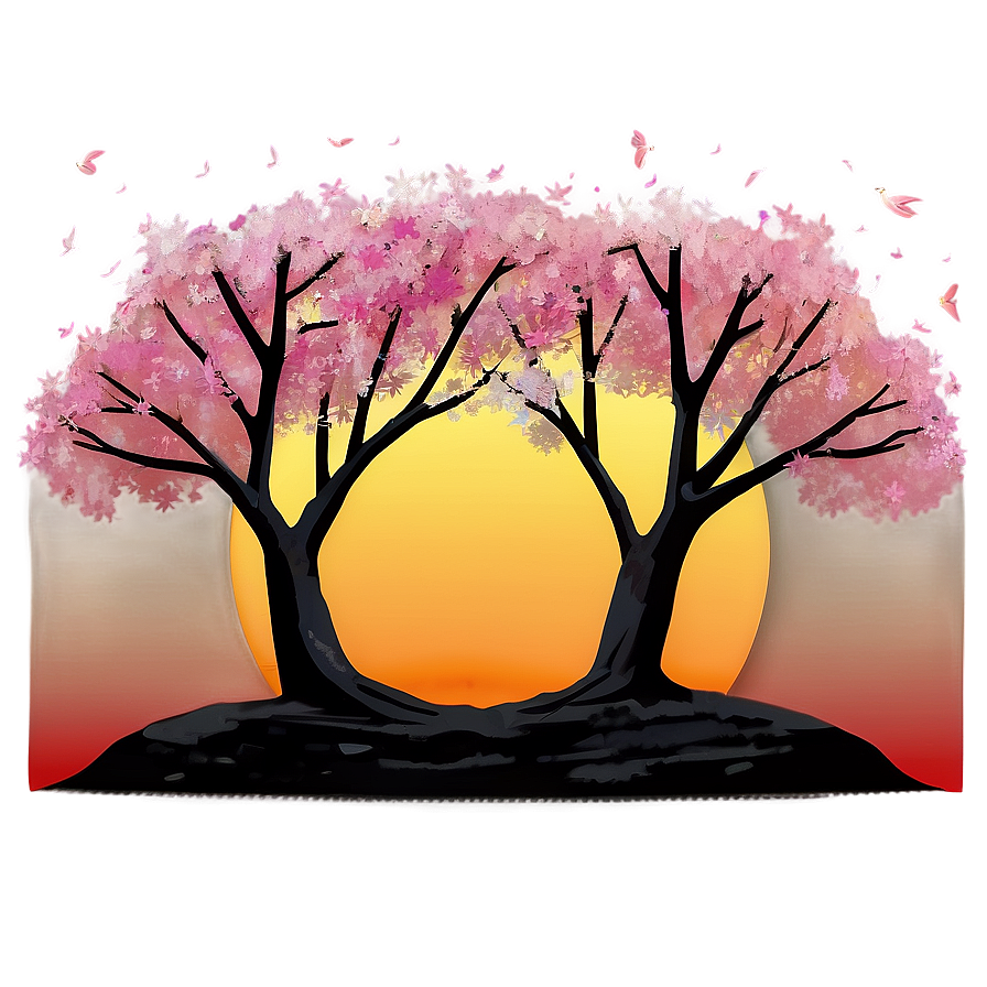 Cherry Tree Sunset Png Odo