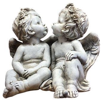 Cherub Figurines Gazingat Each Other