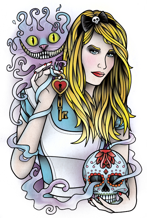 Cheshire Catand Blonde Girl Fantasy Art