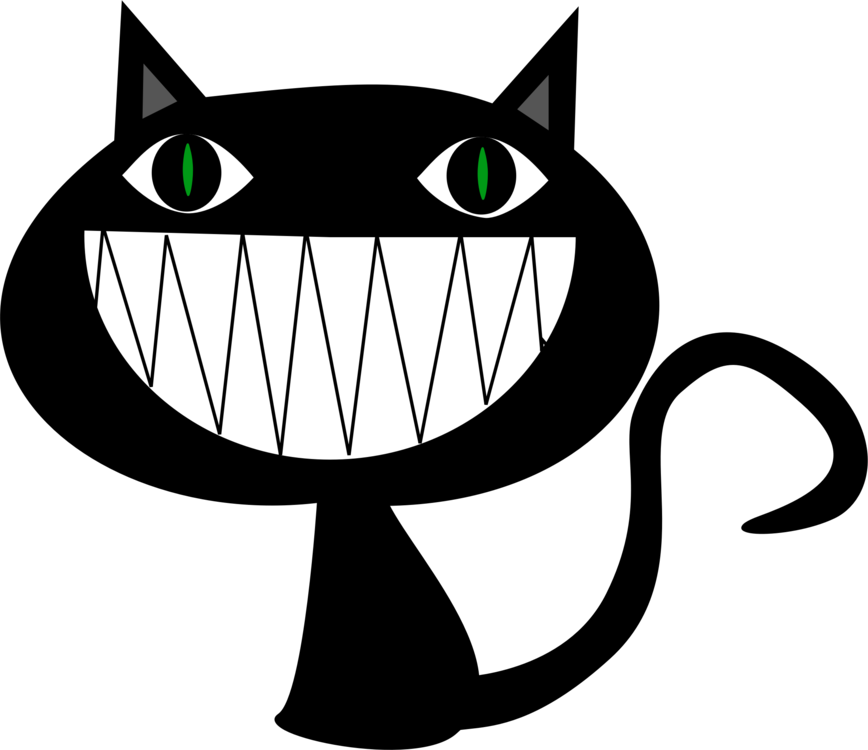 Cheshire Style Black Cat Cartoon