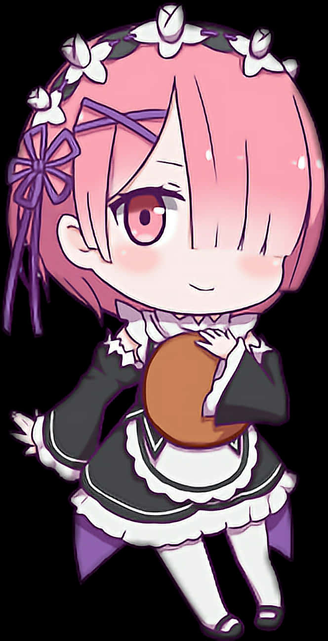 Chibi Anime Character With Bread