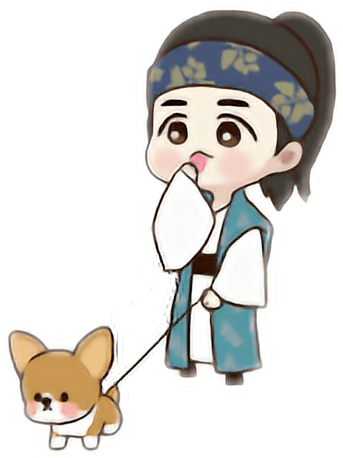 Chibi Character With Dog Illustration