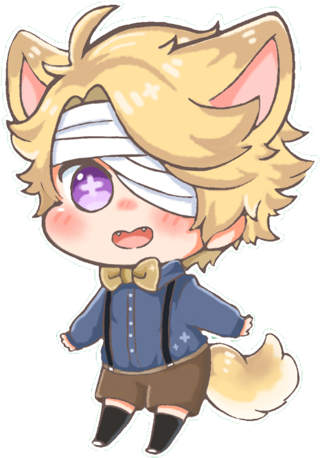 Chibi Fox Character Bandaged Eye