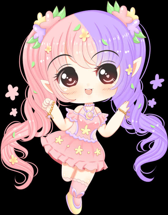 Chibi Girl Floral Fantasy