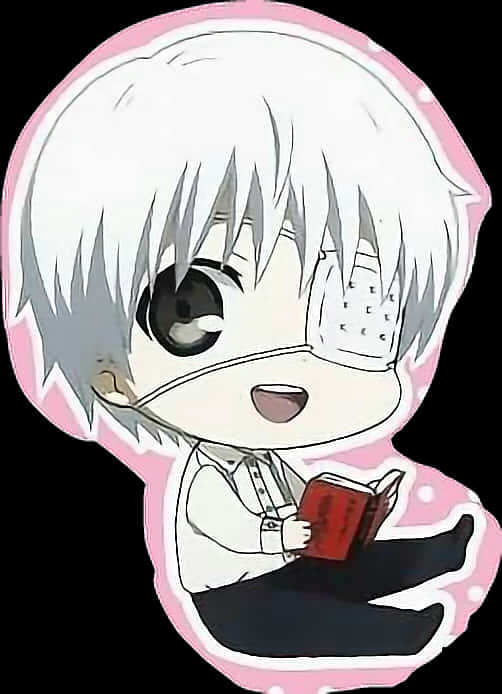 Chibi Kaneki Reading Book Sticker