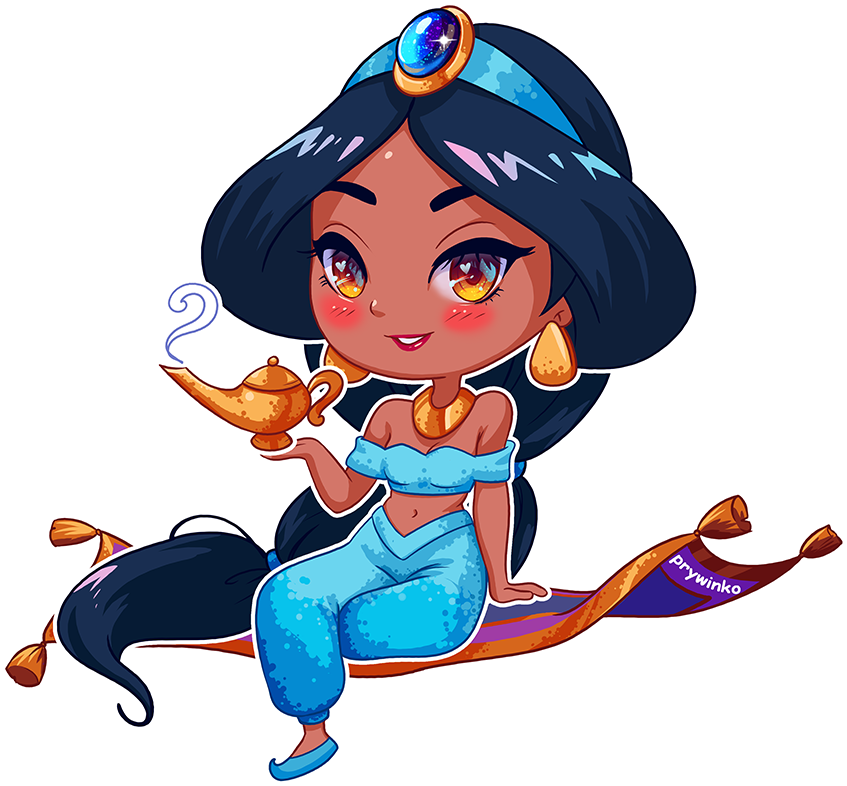 Chibi Style Princess Jasminewith Magic Lamp