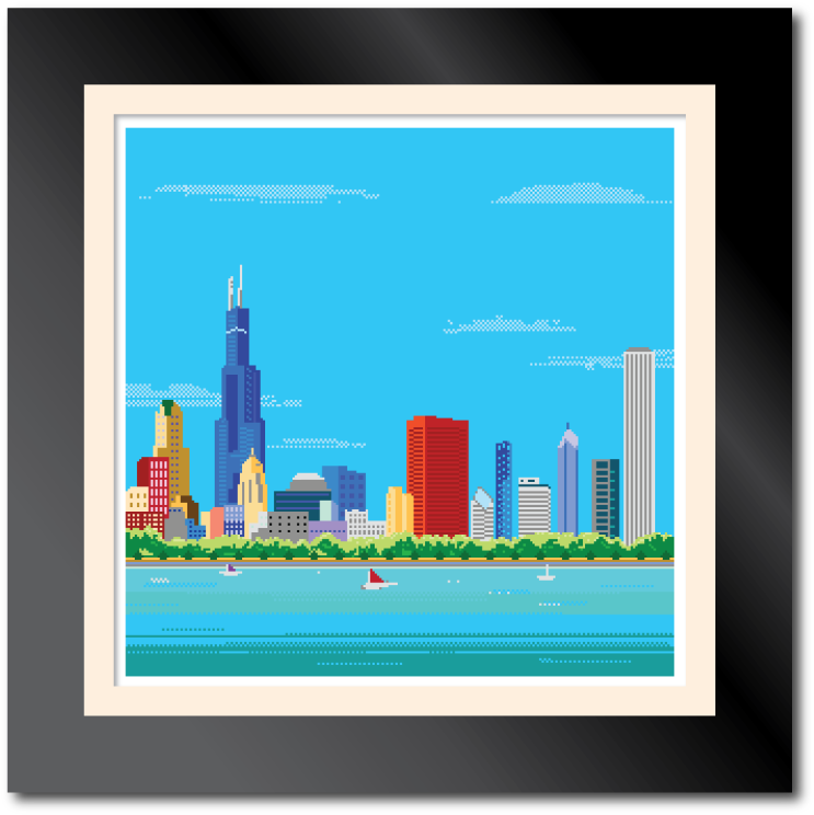 Chicago Pixel Art Skyline