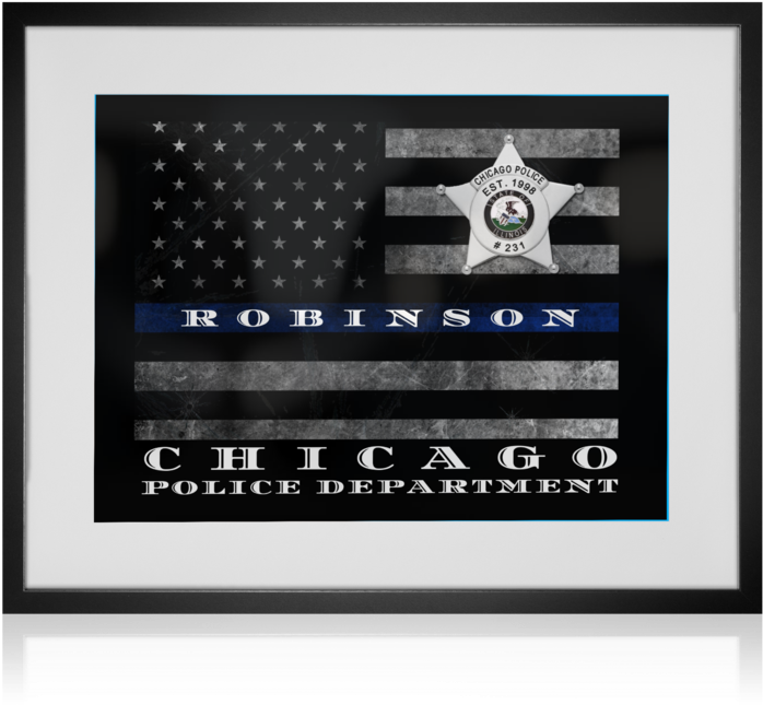 Chicago Police Department Thin Blue Line Flag Art