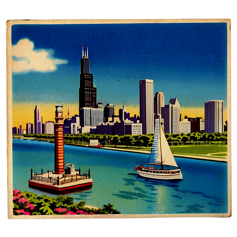 Chicago Vintage Postcard Png 06202024