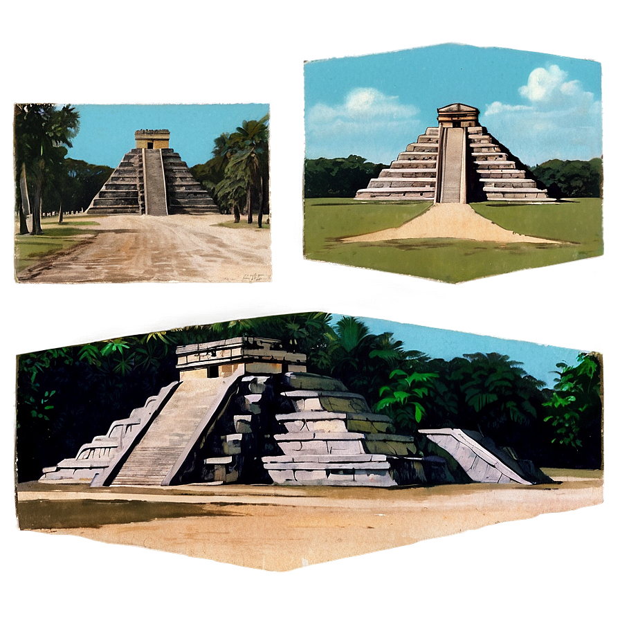 Chichen Itza Vintage Postcard Png 06252024