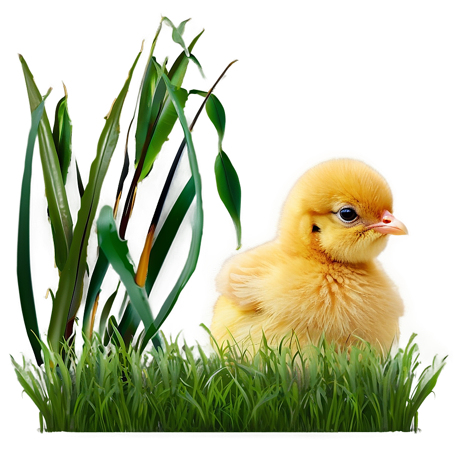 Chick In Grass Png Qps31