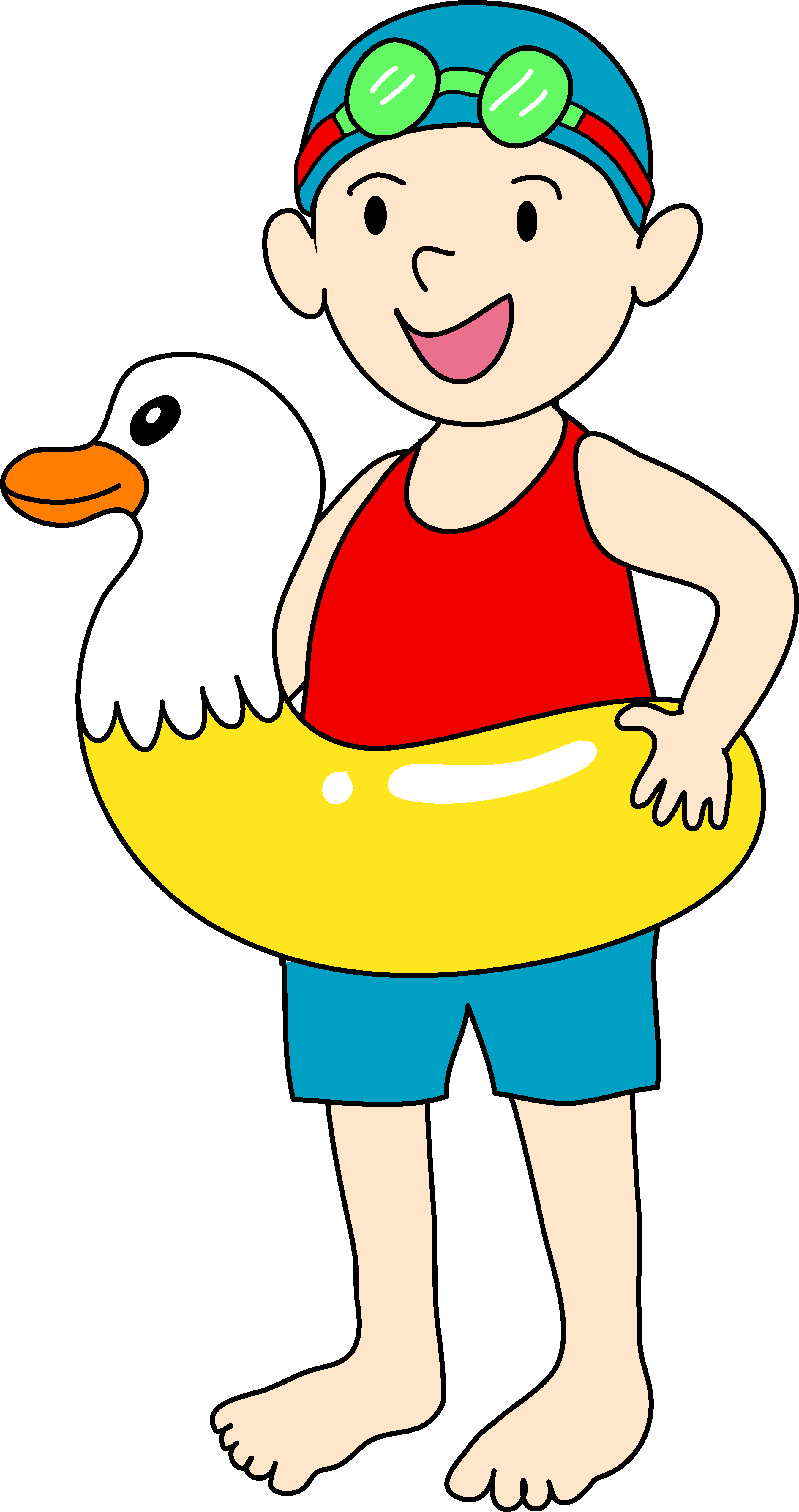 Child With Duck Float Illustration