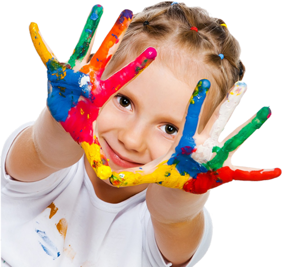 Child With Paint Covered Hands