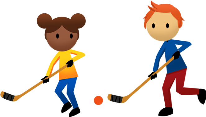 Children Playing Hockey Illustration