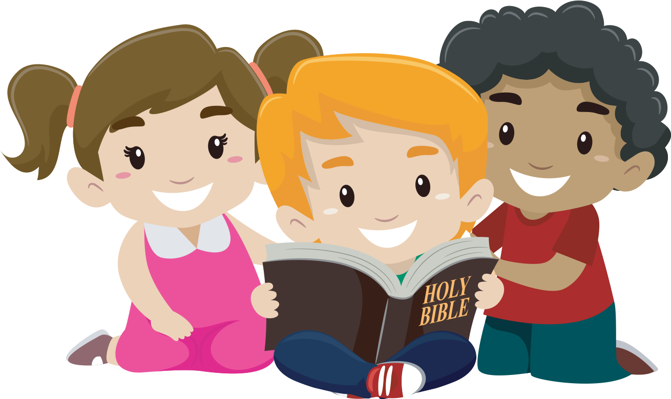 Children Reading Bible Clipart