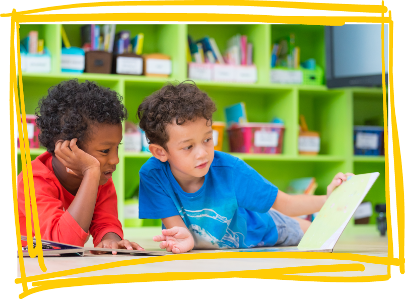 Children Reading Togetherin Library