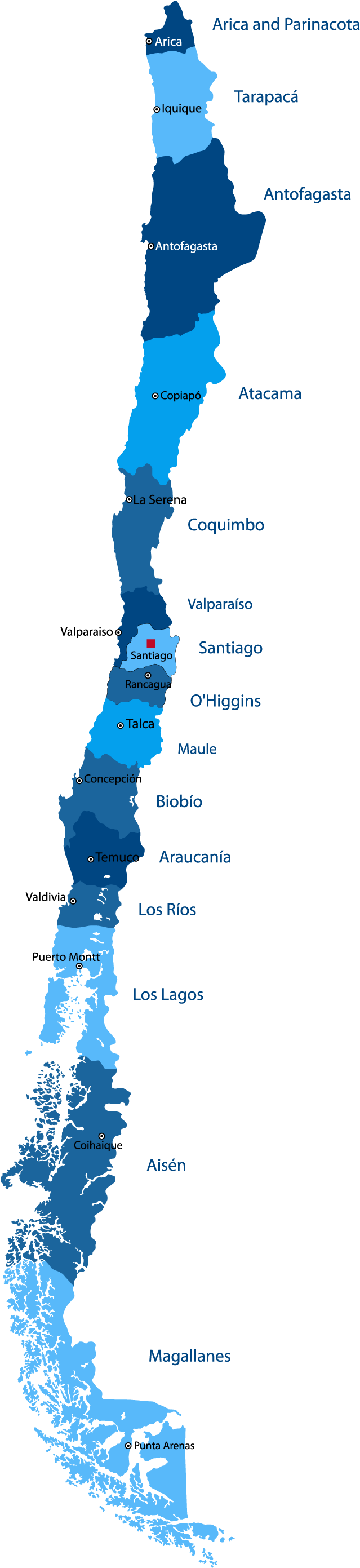 Chile Administrative Regions Map