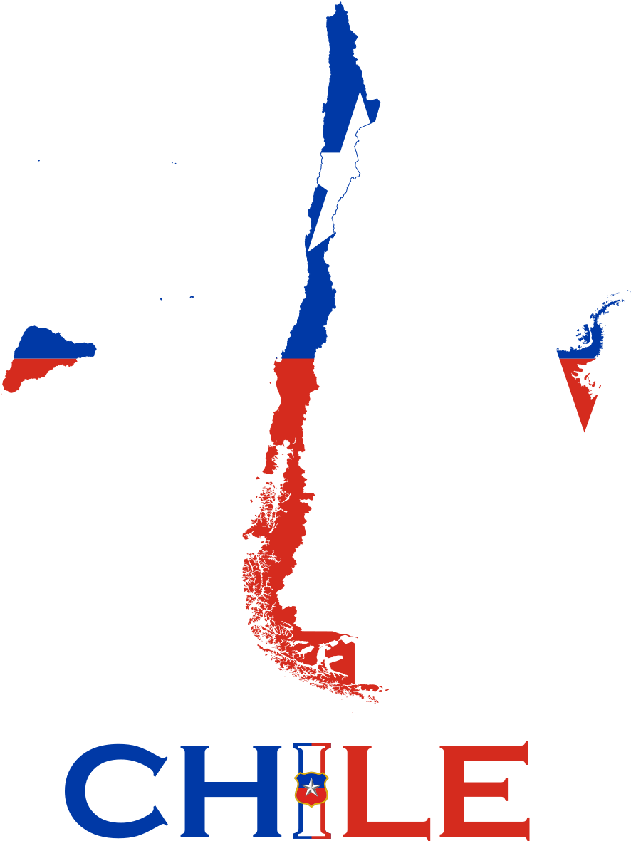 Chile Map Graphicwith Flag Colors