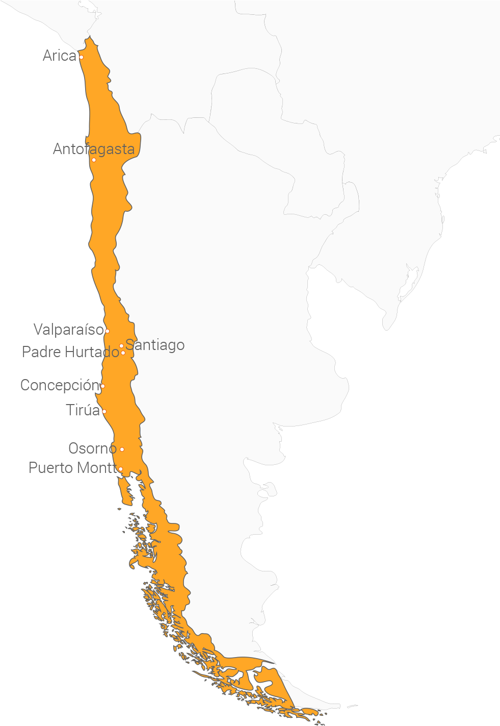 Chile Map Highlighted Regions