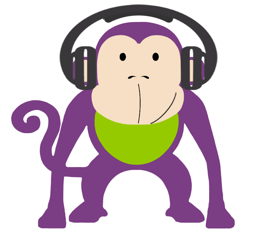 Chimpanzee_with_ Headphones_ Vector